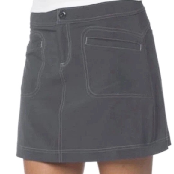 Prana Lena Gray Skort Womens Size 12 Hiking Stretch Pockets Outdoor Pockets - Picture 1 of 11